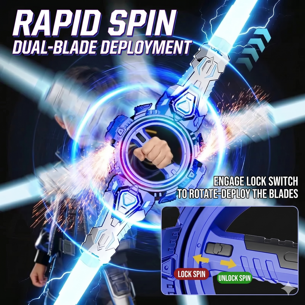 [With Sparks] Double-Sided Retractable Lightsaber, Spinning LED Light Up Sword, Stress Relief Fidget Toy, Cool Gifts for Boys