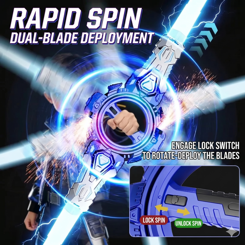 [With Sparks] Double-Sided Retractable Lightsaber, Spinning LED Light Up Sword, Stress Relief Fidget Toy, Cool Gifts for Boys